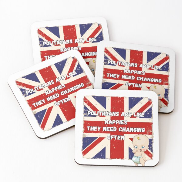 Item preview, Politicians Are Like Nappies Funny slogan (Union Jack Flag) designed and sold by BeagleDesigns.