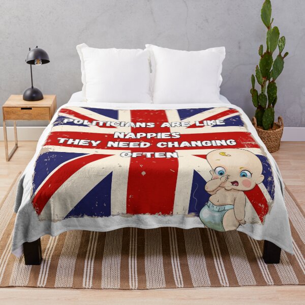 Item preview, Politicians Are Like Nappies Funny slogan (Union Jack Flag) designed and sold by BeagleDesigns.