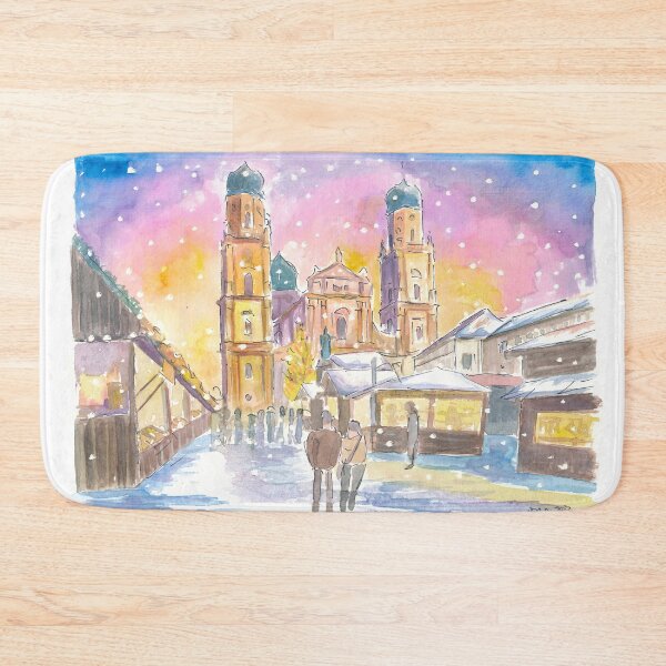 Item preview, Passau Bavaria Winter Street Scene with Cathedral in Snow designed and sold by artshop77.