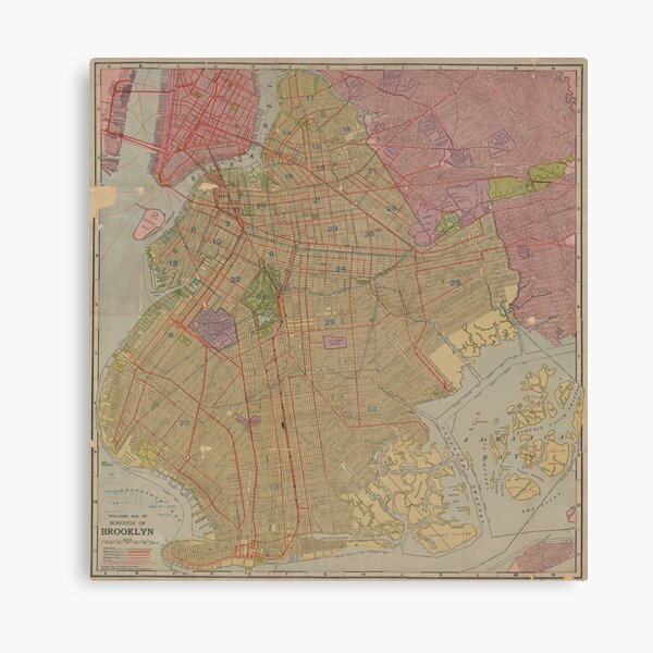 Item preview, Vintage Map of Brooklyn NY (1911) designed and sold by BravuraMedia.