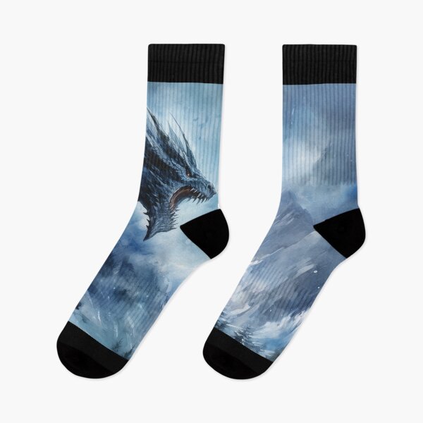 Artikelvorschau, Dunkles Fantasy-Aquarell – brüllender Eisdrache entworfen und verkauft von Fantasy Masterpiece.