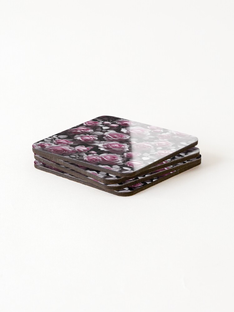 Thumbnail 4 of 5, Coasters (Set of 4), Lavender Roses Floral Seamless Pattern  designed and sold by PaxtonProjects.