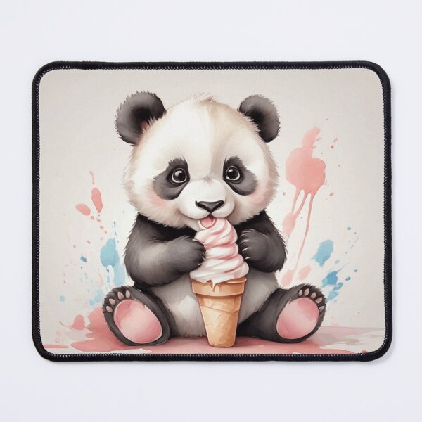 Item preview, Cute Watercolor Baby Panda Eating Icecream designed and sold by lovelyandcute.