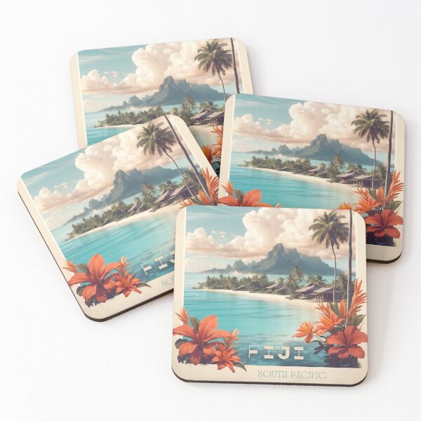Item preview, Fiji Vintage Travel Poster - Tropical Paradise Elegance designed and sold by Ceemko's Vintage Corner.