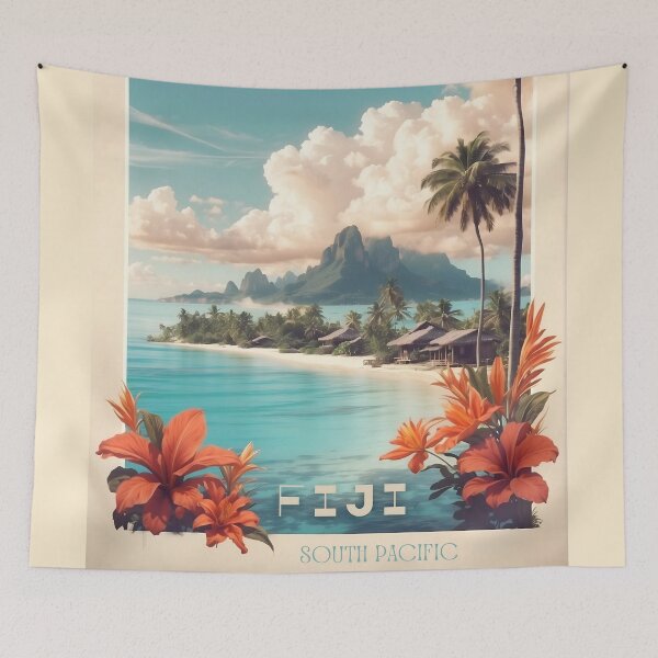 Item preview, Fiji Vintage Travel Poster - Tropical Paradise Elegance designed and sold by Ceemko's Vintage Corner.
