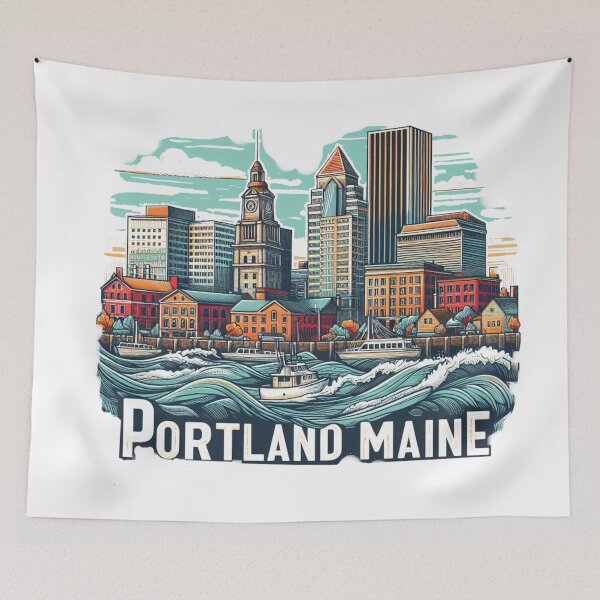 Item preview, Portland Main Watercolor Illustration designed and sold by PaintMeWorld.