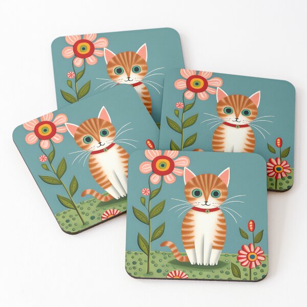 Item preview, Orange Cat in Flowers  designed and sold by Reclining Buddha Cat.