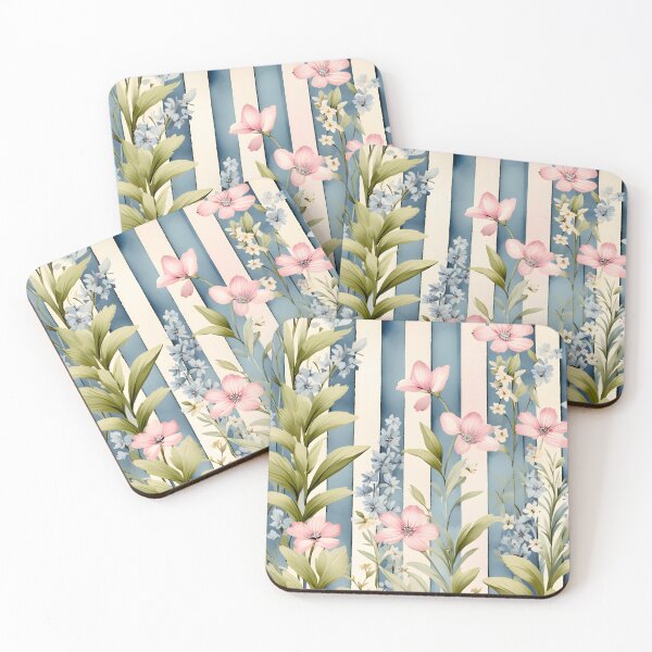 Item preview, Shabby chic cheerful floral pattern with stripes designed and sold by Naturitude.