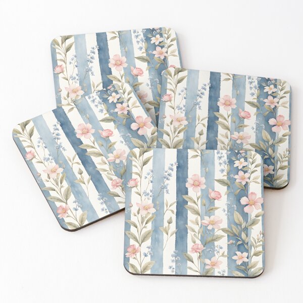 Item preview, Shabby chic cheerful floral pattern with stripes designed and sold by Naturitude.