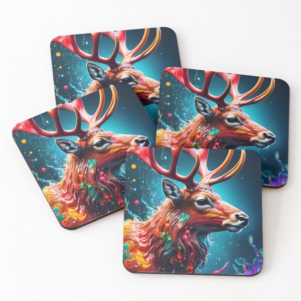 Artikelvorschau, Merry Christmas Paint Splash Santa's Reindeer entworfen und verkauft von TheArtOfPat.