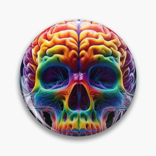 Item preview, Glass Skull Rainbow Brain designed and sold by AI-Pi-art.