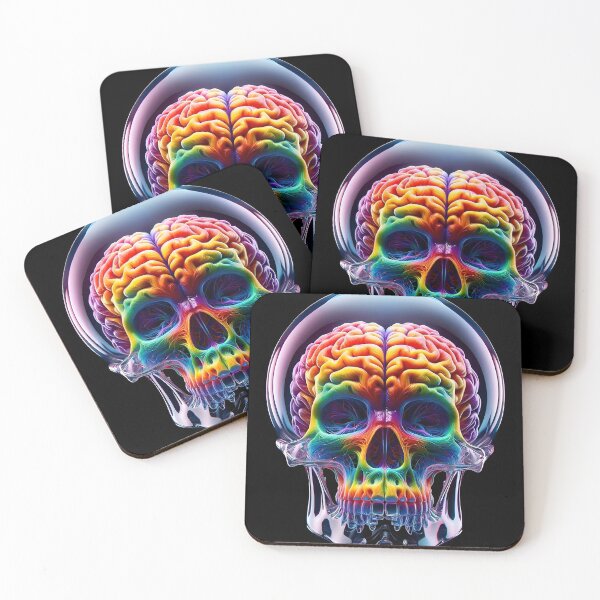 Item preview, Glass Skull Rainbow Brain designed and sold by AI-Pi-art.