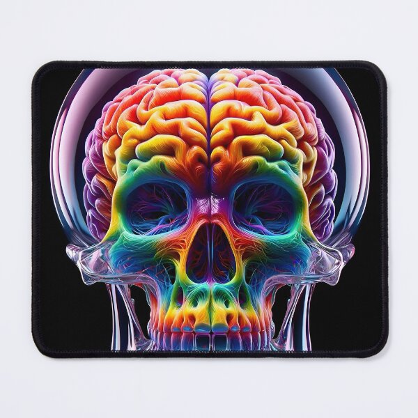 Item preview, Glass Skull Rainbow Brain designed and sold by AI-Pi-art.