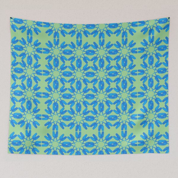 Item preview, Kaleidoscope of Blue Flowers - Jade Green designed and sold by CushyNest.