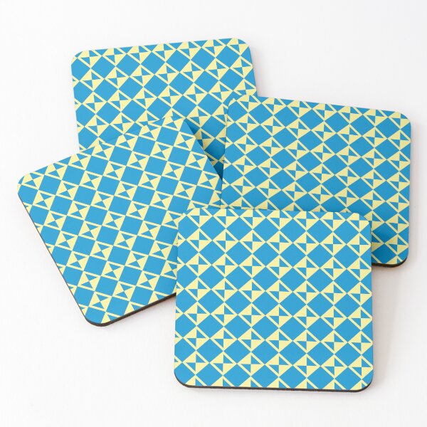 Item preview, Cyan Lemon Yellow Triangle Square Cross Rectangle Energetic Retro Futurism 80s Mediterranean Tile Pattern designed and sold by PenguinForests.