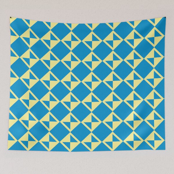 Item preview, Cyan Lemon Yellow Triangle Square Cross Rectangle Energetic Retro Futurism 80s Mediterranean Tile Pattern designed and sold by PenguinForests.