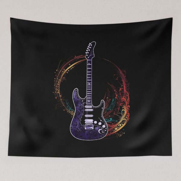 Artikelvorschau, Lila Elektrische Gitarre mit verzierten Blumen entworfen und verkauft von EternalDelight1.