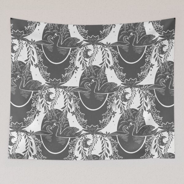 Item preview, Swans Under the Willow Tree Grey and White designed and sold by eloulamb.
