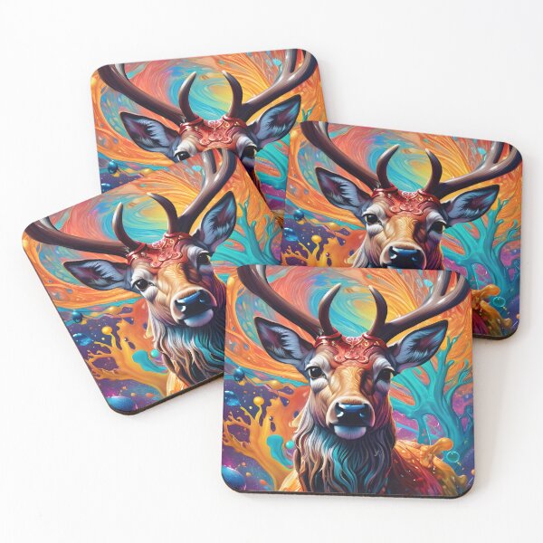 Artikelvorschau, Merry Christmas Paint Splash Santa's Reindeer entworfen und verkauft von TheArtOfPat.