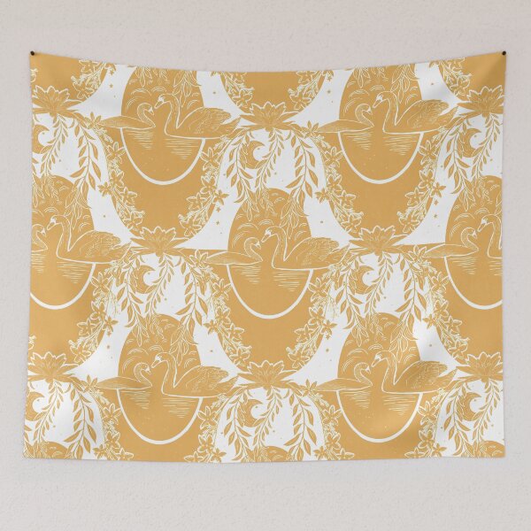 Item preview, Swans Under the Willow Tree Yellow and White designed and sold by eloulamb.