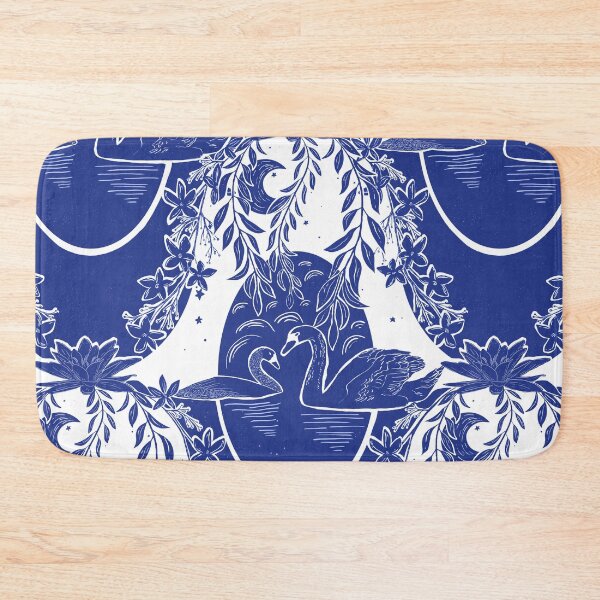 Item preview, Swans Under the Willow Tree Blue and White designed and sold by eloulamb.