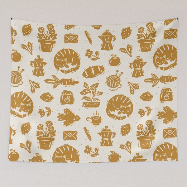 Item preview, A Simple Day - Block Print Style designed and sold by ohjessmarie.