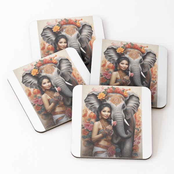 Item preview, Thai Woman with Elephant; designed and sold by StickerApe.