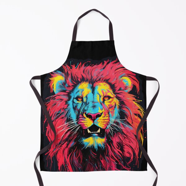Item preview, Colorful lion painted art in the style of neon color palette , paint dripping technique, acidic colors designed and sold by MagicColorPrint.