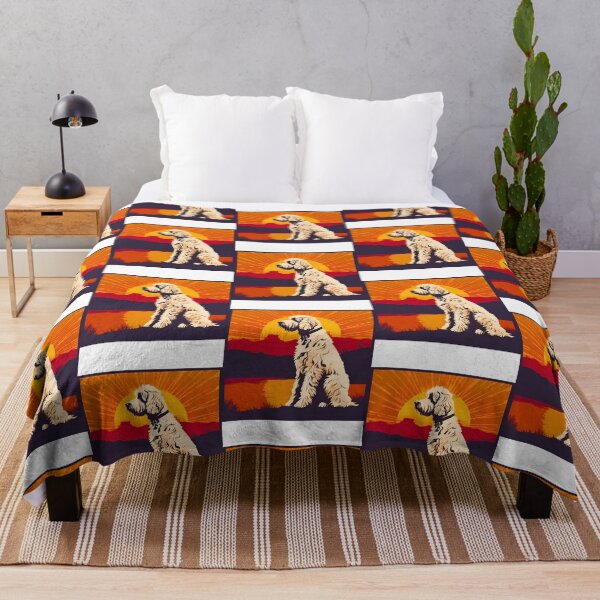 Item preview, Fluffy Goldendoodle Vintage Sunset Near Lake designed and sold by Fredster1966.