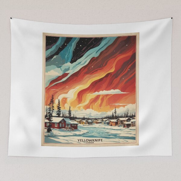 Item preview, Yellowknife Aurora Borealis Canada Vintage Poster Tourism designed and sold by TravelersGems.