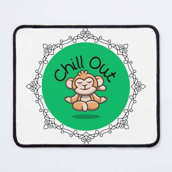 Item preview, Monkey doing yoga on a colorful background with a mandala border designed and sold by JoyGDesigns.