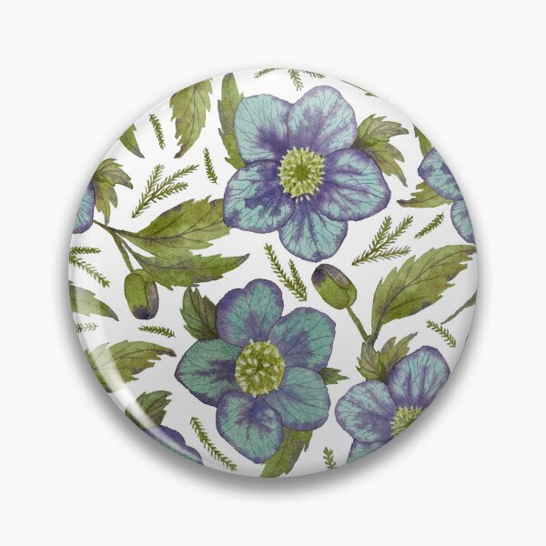 Item preview, Watercolor hellebores pattern in blue and purple designed and sold by Jackies-art.