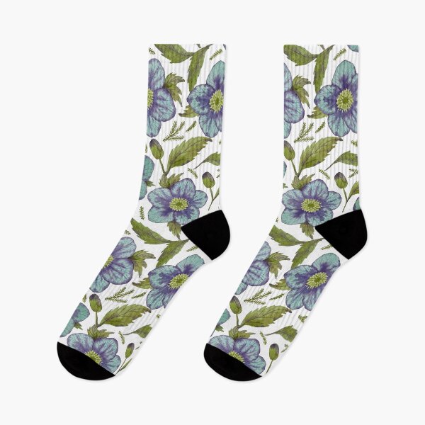 Item preview, Watercolor hellebores pattern in blue and purple designed and sold by Jackies-art.