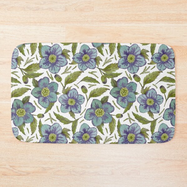 Item preview, Watercolor hellebores pattern in blue and purple designed and sold by Jackies-art.