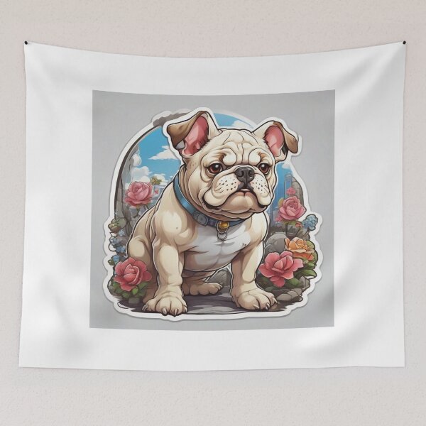 Item preview, Cute bulldog surrounded by roses designed and sold by abdelaziz0.