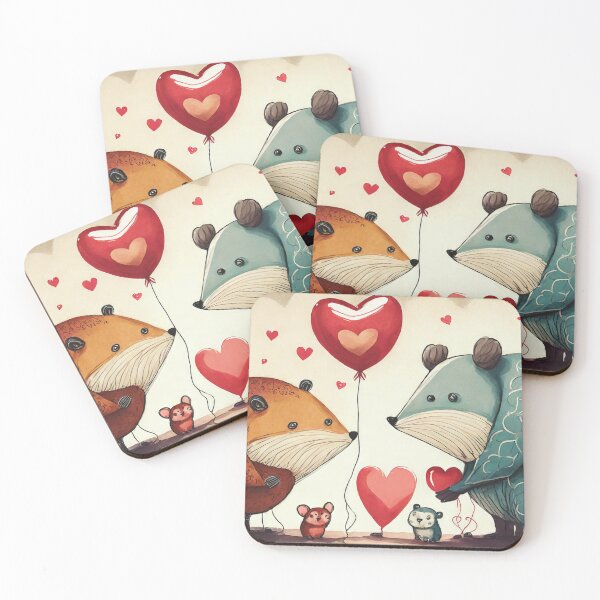 Item preview, Anthropomorphic animal creatures with heart-shaped balloons designed and sold by stevanovicigor.