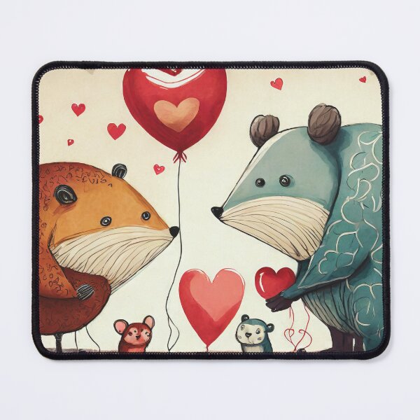 Item preview, Anthropomorphic animal creatures with heart-shaped balloons designed and sold by stevanovicigor.