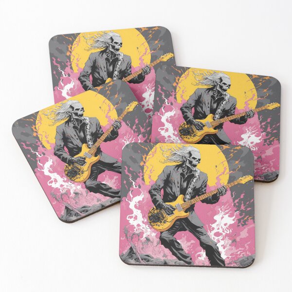 Item preview, Apocalyptic Riffs - Skeletal Shredder Against a Fiery Moon designed and sold by Pixel Dome.