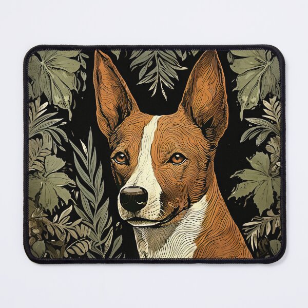 Item preview, Basenji dog portrait in retro vintage design designed and sold by WallyPink.