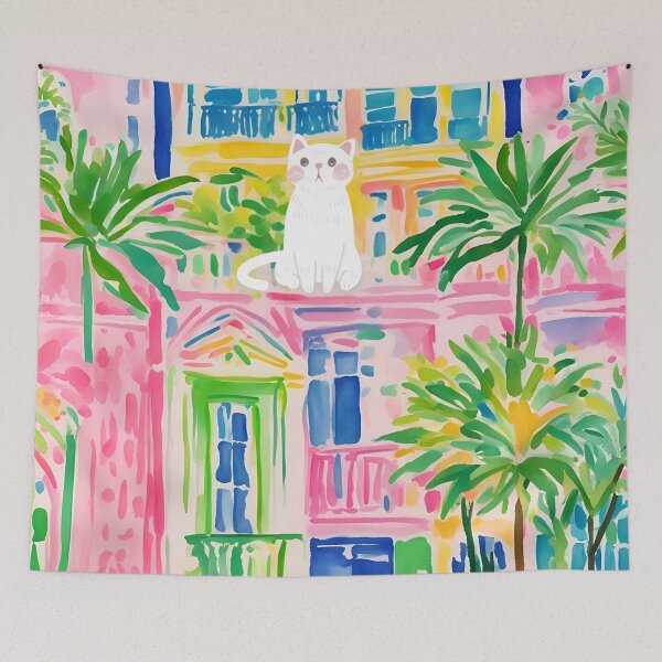 Item preview, Cat and balconies of Antibes designed and sold by SophieClimaArt.