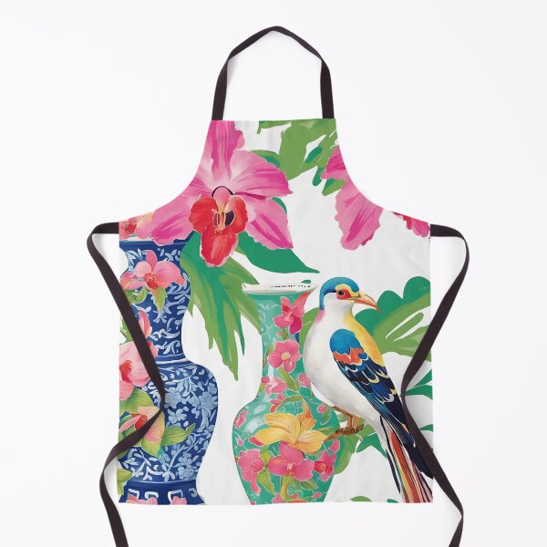 Item preview, Modern chinoiserie birds, ginger jars and orchids designed and sold by SophieClimaArt.