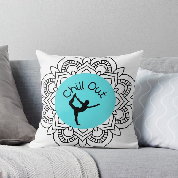 Item preview, Chill Out Mandala aqua background, balance pose designed and sold by JoyGDesigns.