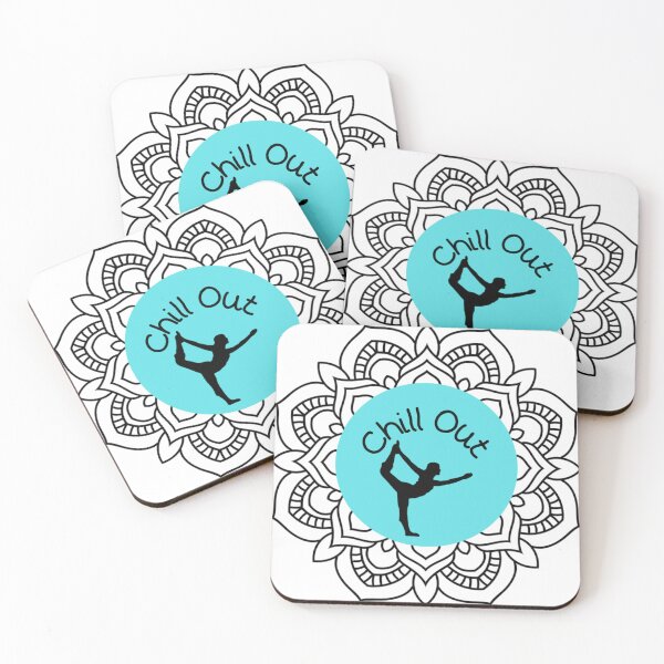 Item preview, Chill Out Mandala aqua background, balance pose designed and sold by JoyGDesigns.