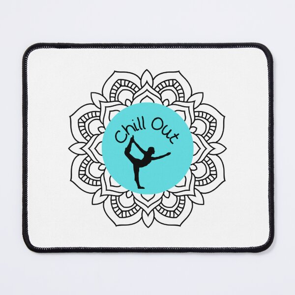 Item preview, Chill Out Mandala aqua background, balance pose designed and sold by JoyGDesigns.