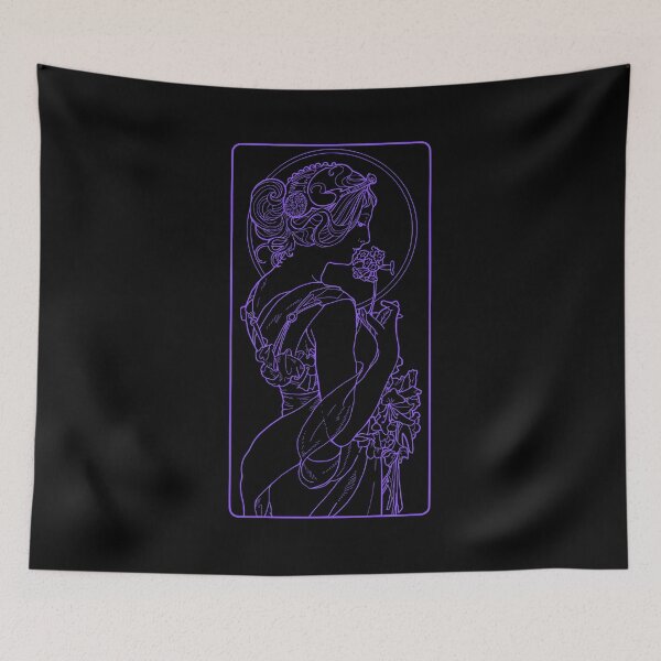 Item preview, Alphonse Mucha Primevere Glow Violet Neon designed and sold by lachataigne.
