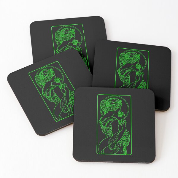 Item preview, Alphonse Mucha Primevere Glow Green Neon designed and sold by lachataigne.