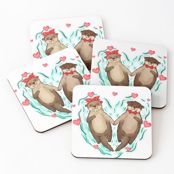 Item preview, Cute Valentine's Day Otters Cuddle Hearts designed and sold by coopercreekco.
