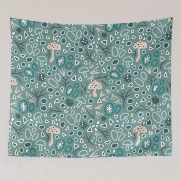 Item preview, Woodland Mushroom pattern in blue designed and sold by Miss-Belle.
