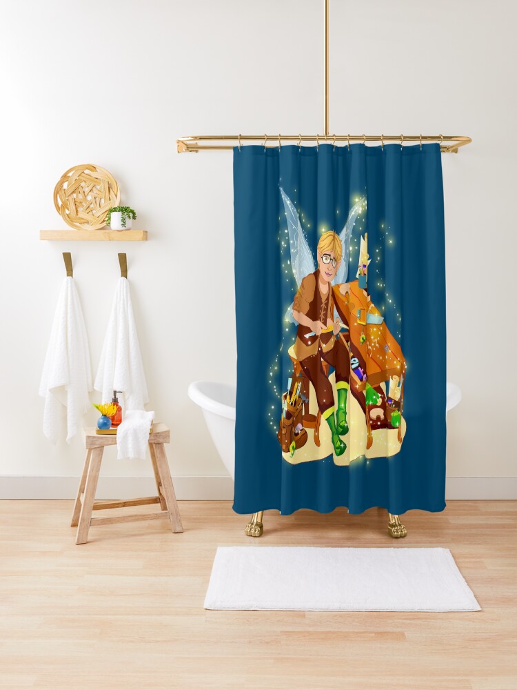 Thumbnail 1 of 5, Shower Curtain, Tommy Tinker's Magical Work Bench designed and sold by FairyBookClub.