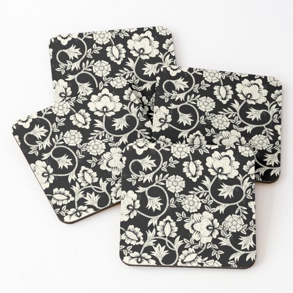 Item preview, Negative block print black retro damask  designed and sold by chiara-de-david.